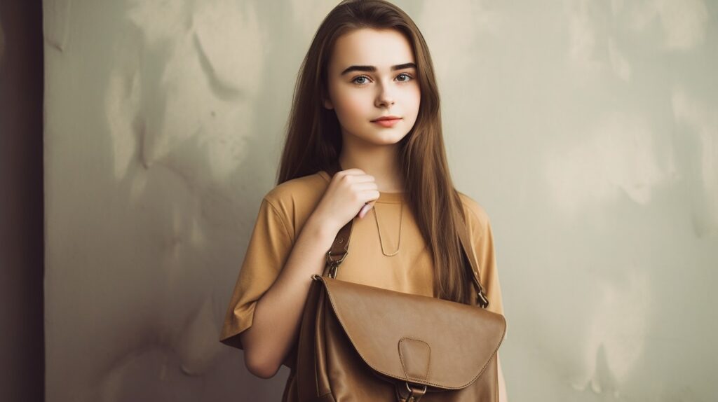 girl wear brown accessories